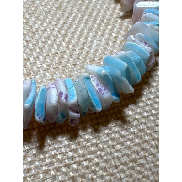 Chip Stone Bracelet Vintage Blue White Purple With Lobster Clasp - Picture 2 of 7